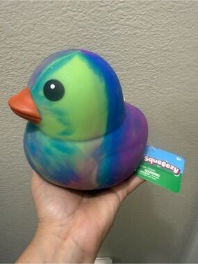 Squeezy Jumbo squishy Duck. Over 5 inch. Tie Dye. NEW. Colorburst Sqzy Viral toy